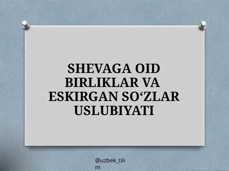 SHEVAGA OID BİRLİKLAR VAESKİRGAN SO‘ZLAR USLUBİYATİ