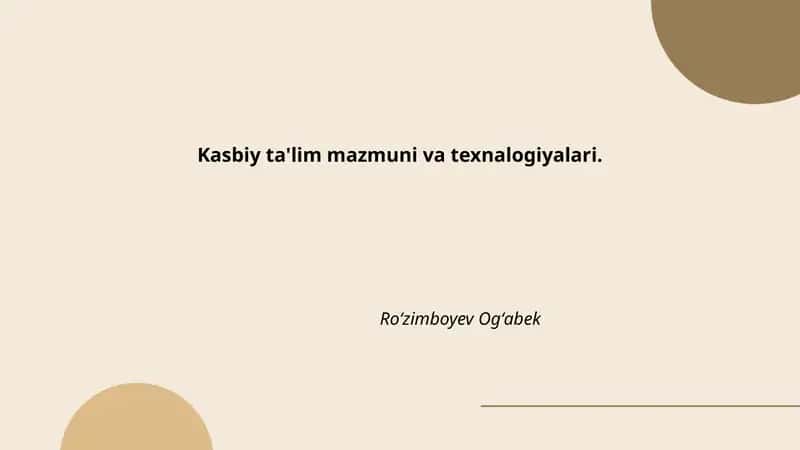 Kompetensiyaga asoslangan kasbiy ta'lim mazmuni