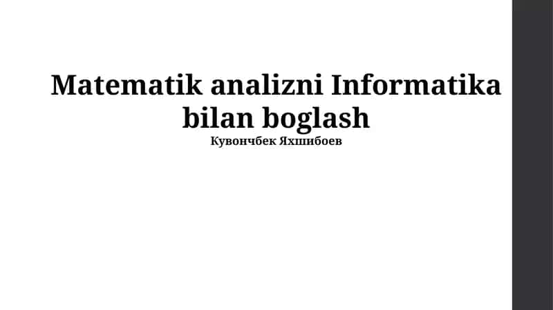 Matematik analizni Informatika bilan boglash