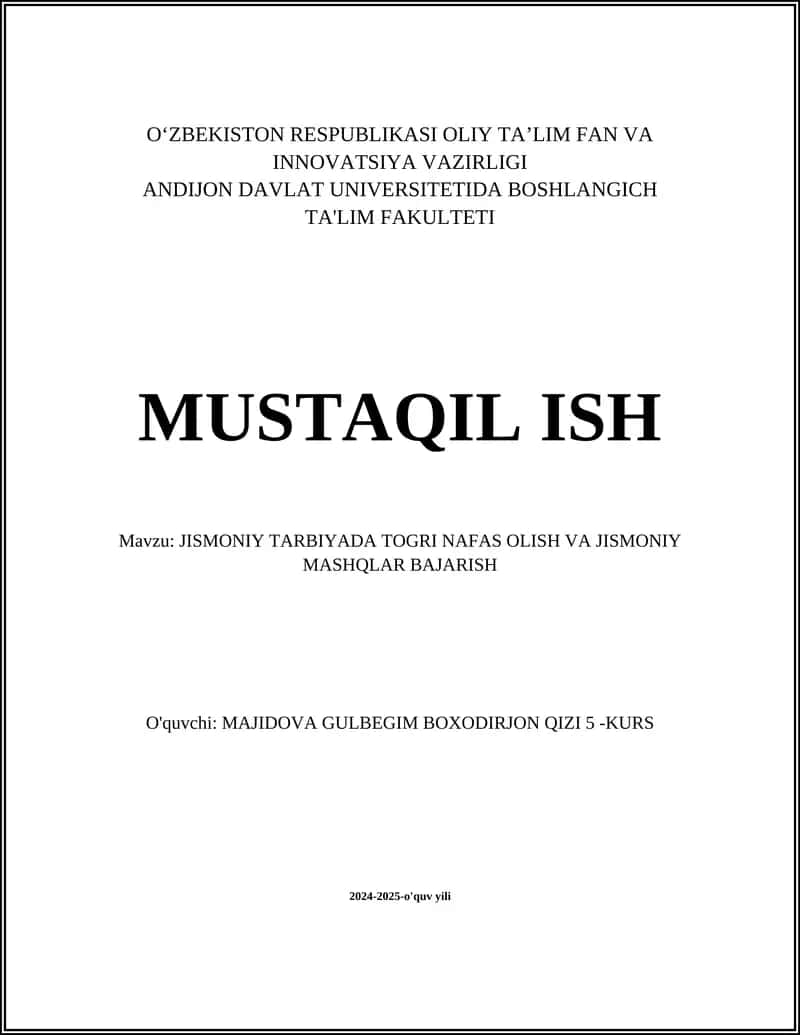 Nafas olishning to'g'ri usullari