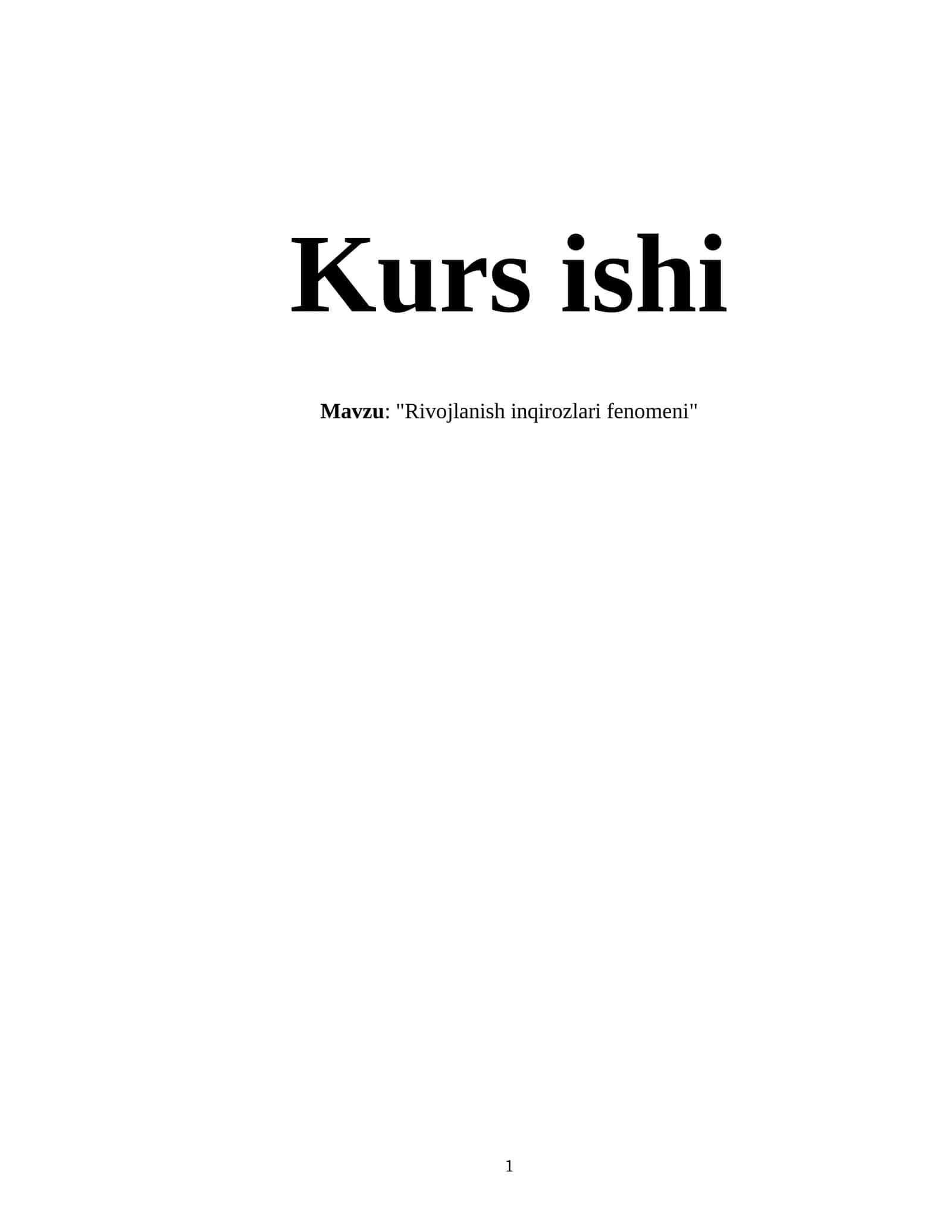 Rivojlanish inqirozlari fenomeni