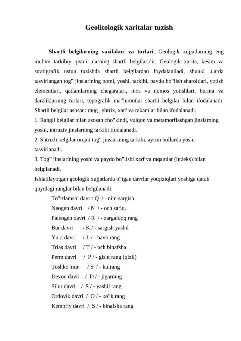 Geolitologik xaritalar tuzish