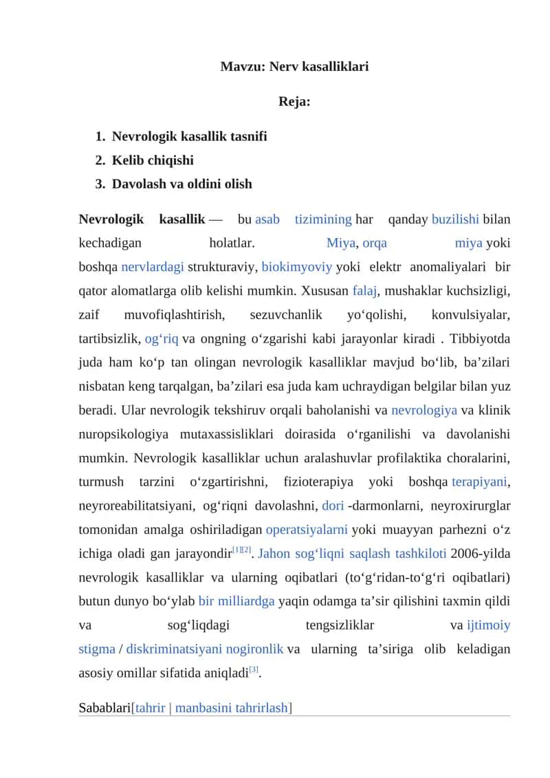 Nevrologik kasalliklar