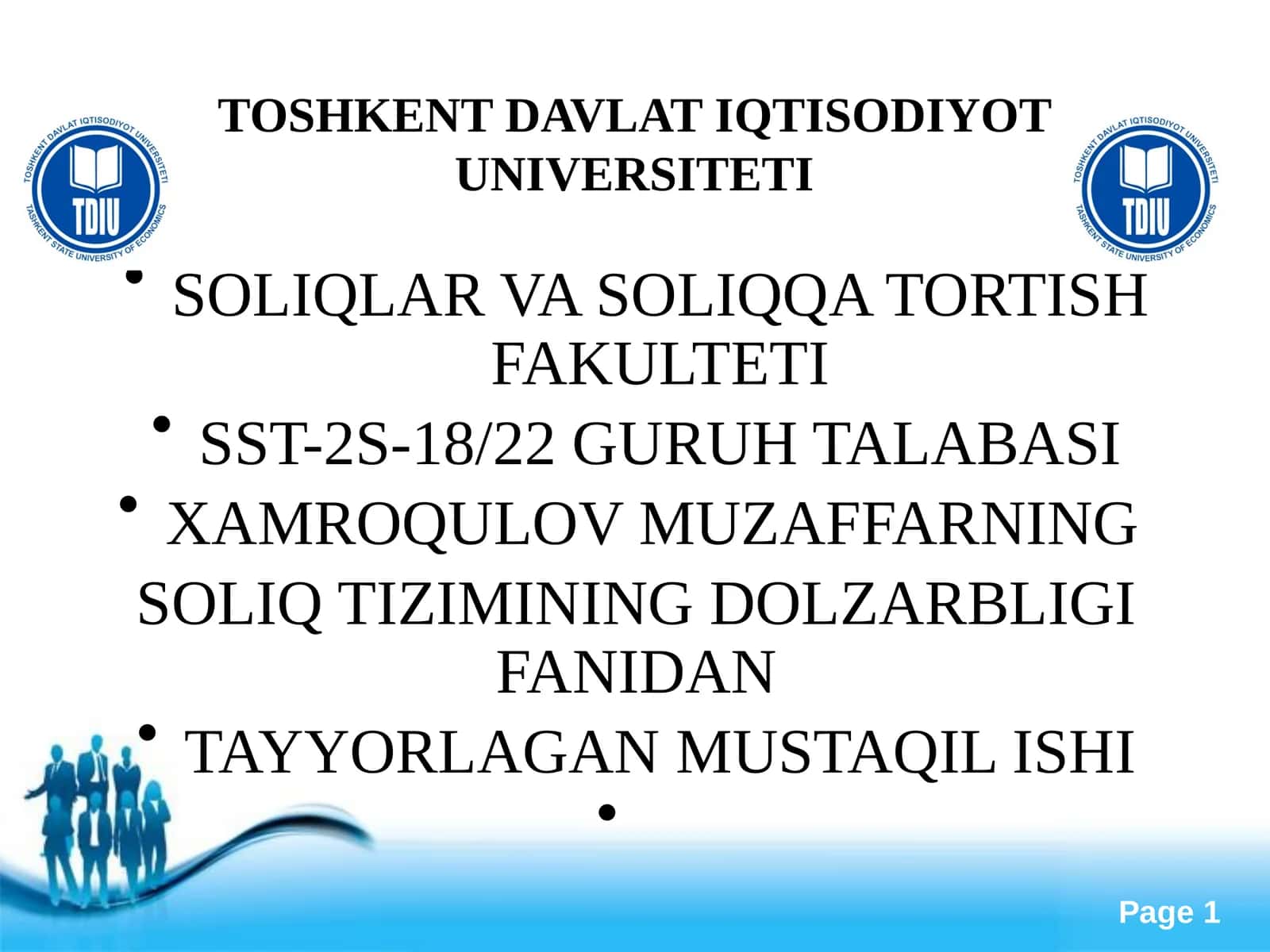 SOLIQ MASLAHATCHILARI INSTITUTINI TAKOMILLASHTIRISH
