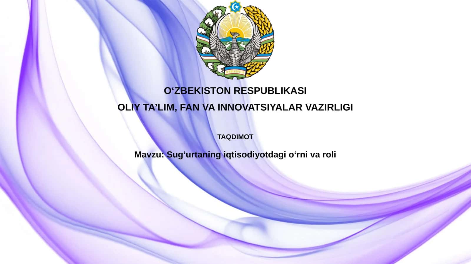 Sug'urtaning iqtisodiyotdagi roli va ahamiyati