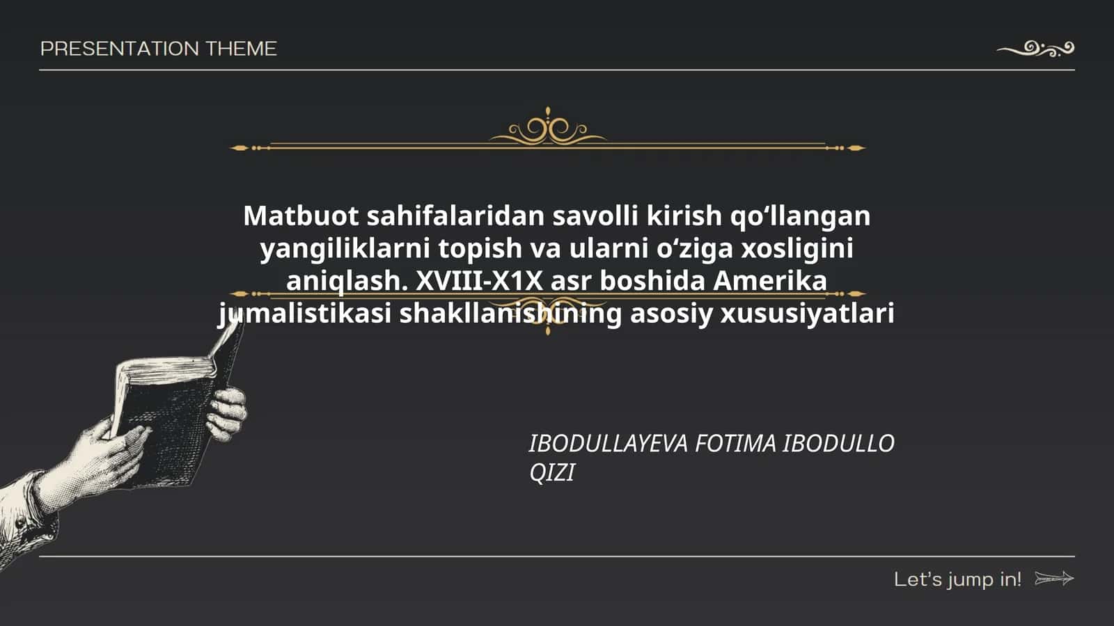 XVIII-X1X asr boshida Amerika jumalistikasi shakllanishining asosiy xususiyatlari