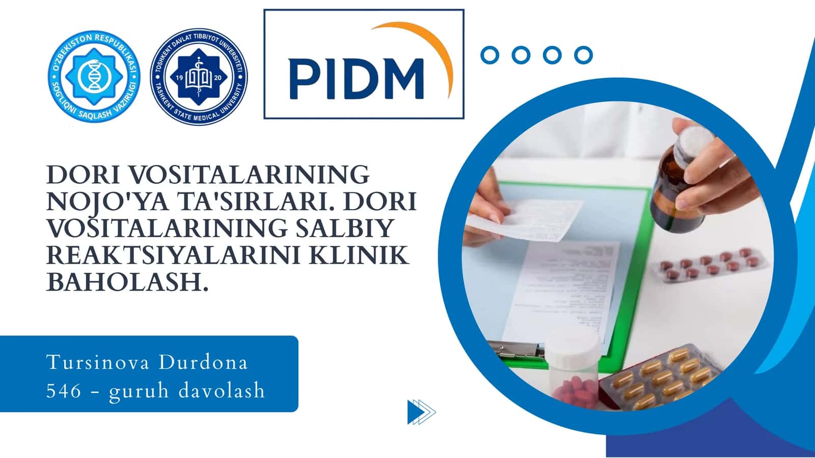 DORI VOSITALARINING NOJO'YA TA'SIRLARI. DORI VOSITALARINING SALBIY REAKTSIYALARINI KLINIK BAHOLASH