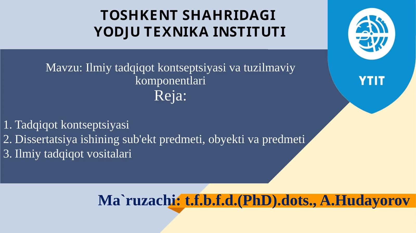 Ilmiy tadqiqot kontseptsiyasi va tuzilmaviy komponentlari