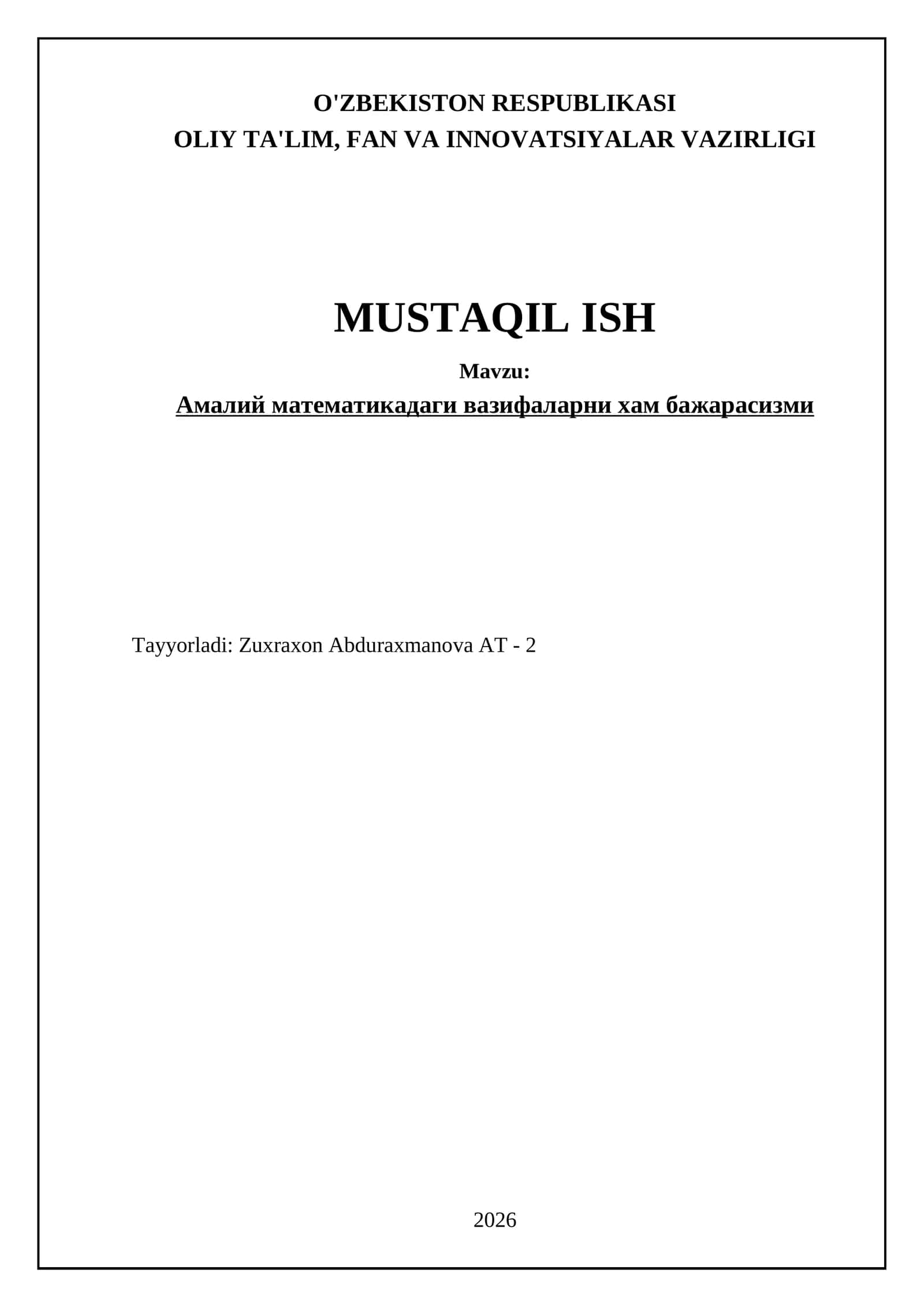 Амалий математикадаги вазифаларни хам бажарасизми
