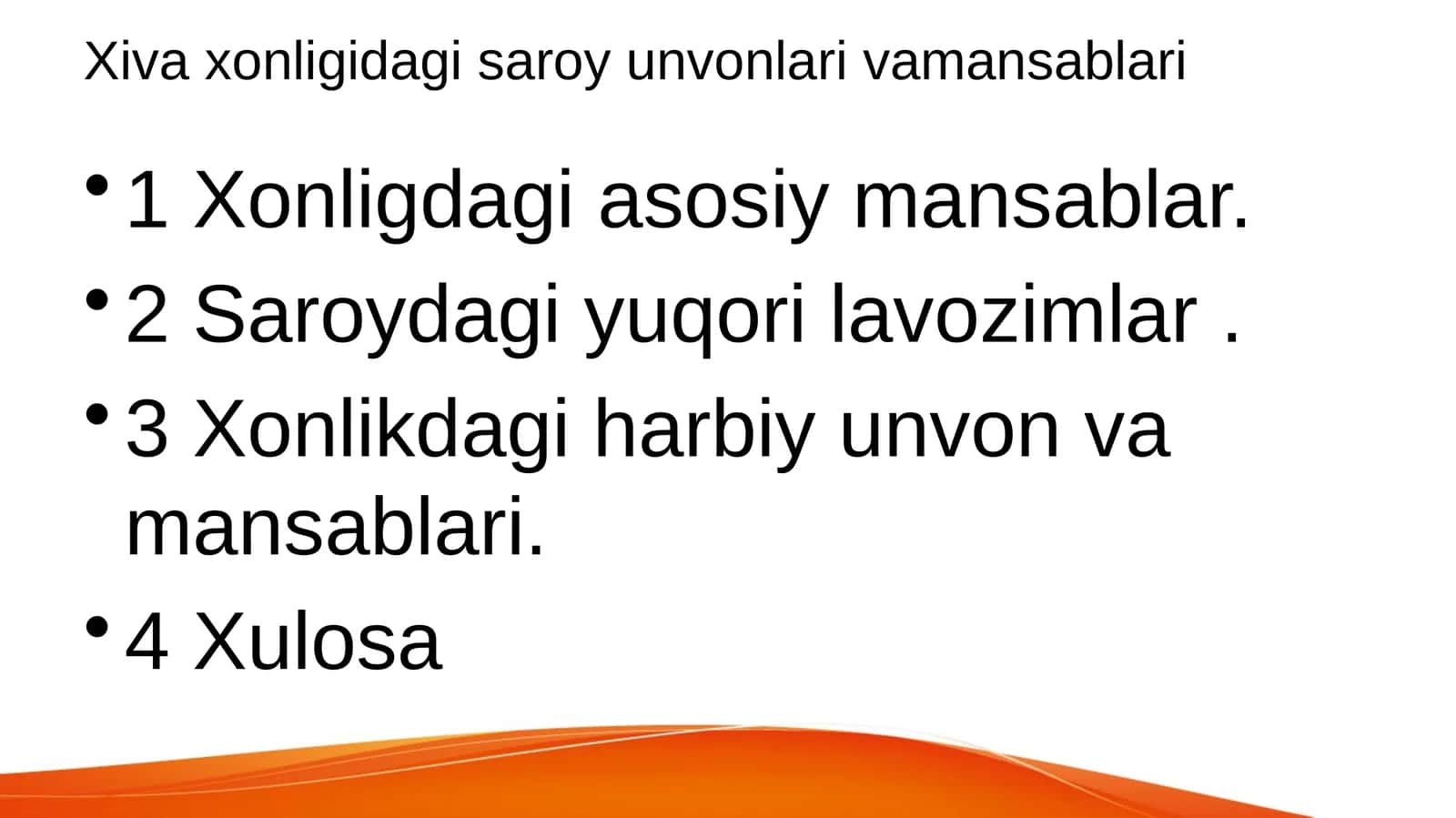 Xiva xonligidagi saroy unvonlari vamansablari