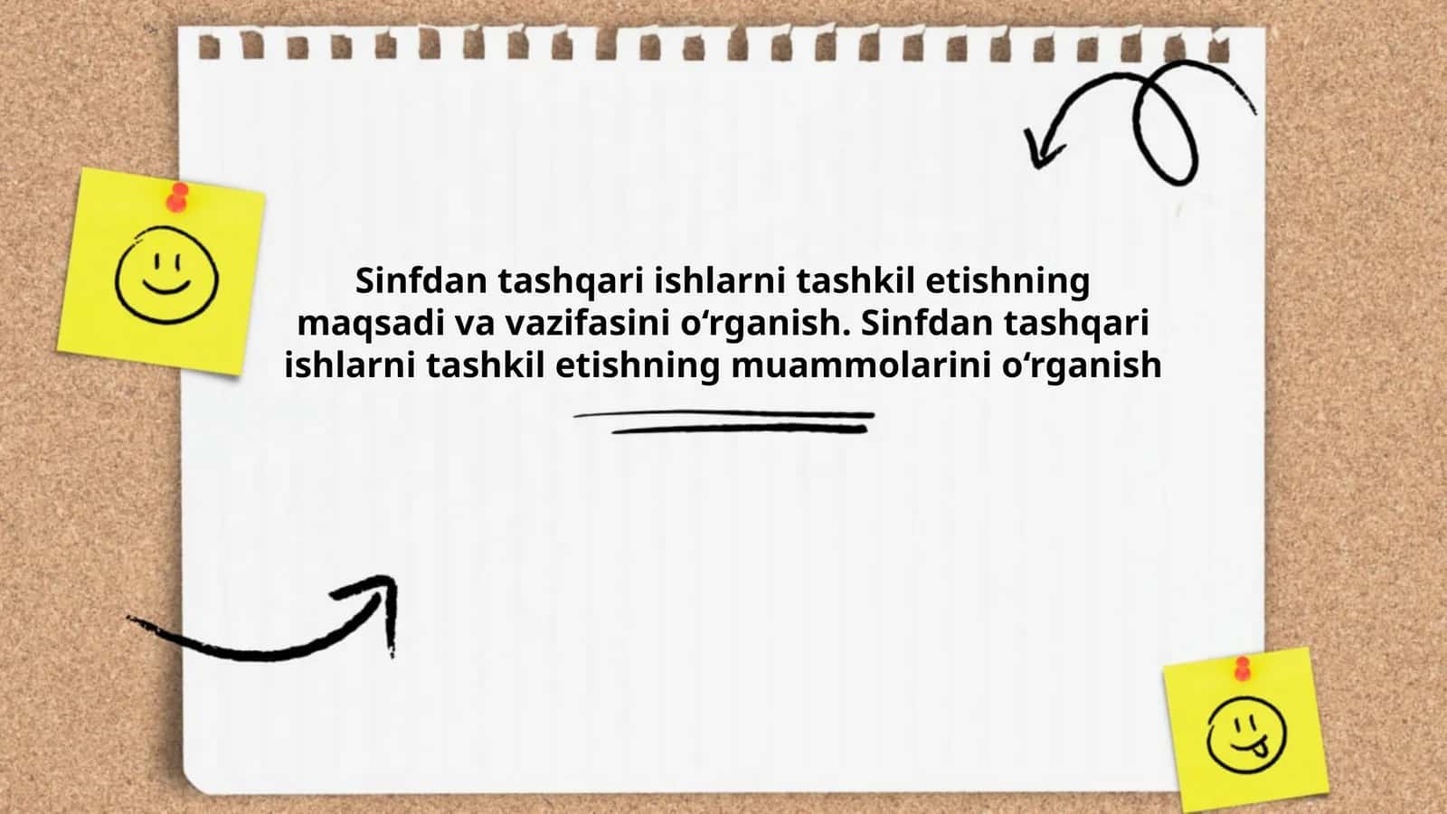 Sinfdan tashqari ishlarni tashkil etishning maqsadi va vazifasini o‘rganish