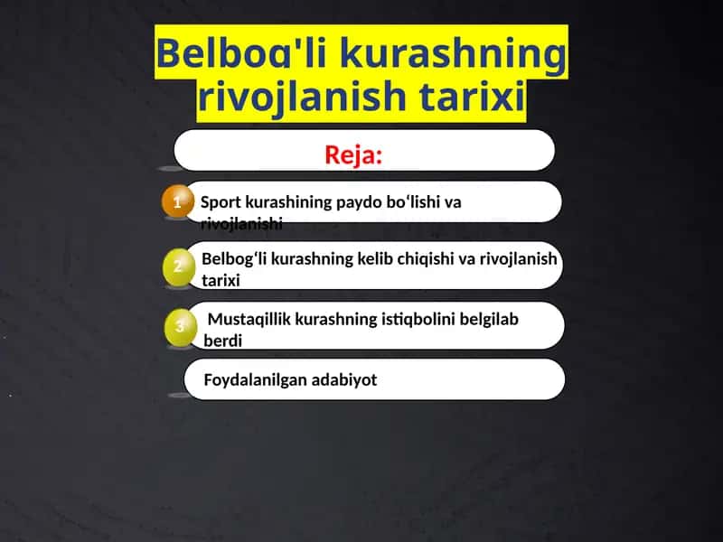 Belbog'li kurashning rivojlanish tarixi