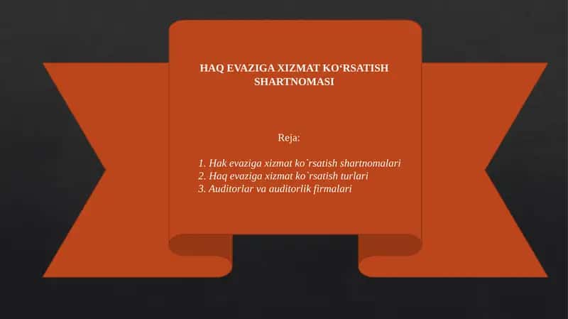 Haq evaziga xizmat ko‘rsatish shartnomasi