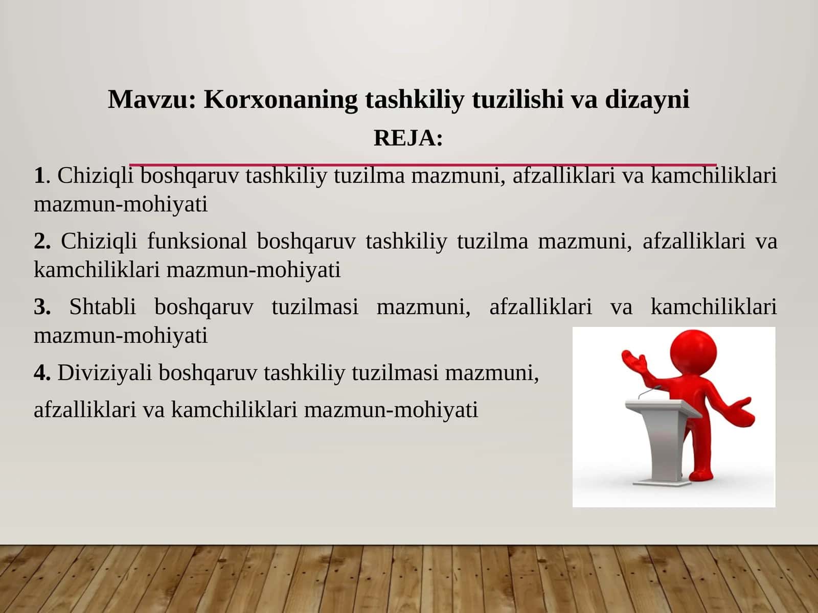 Korxonaning tashkiliy tuzilishi va dizayni