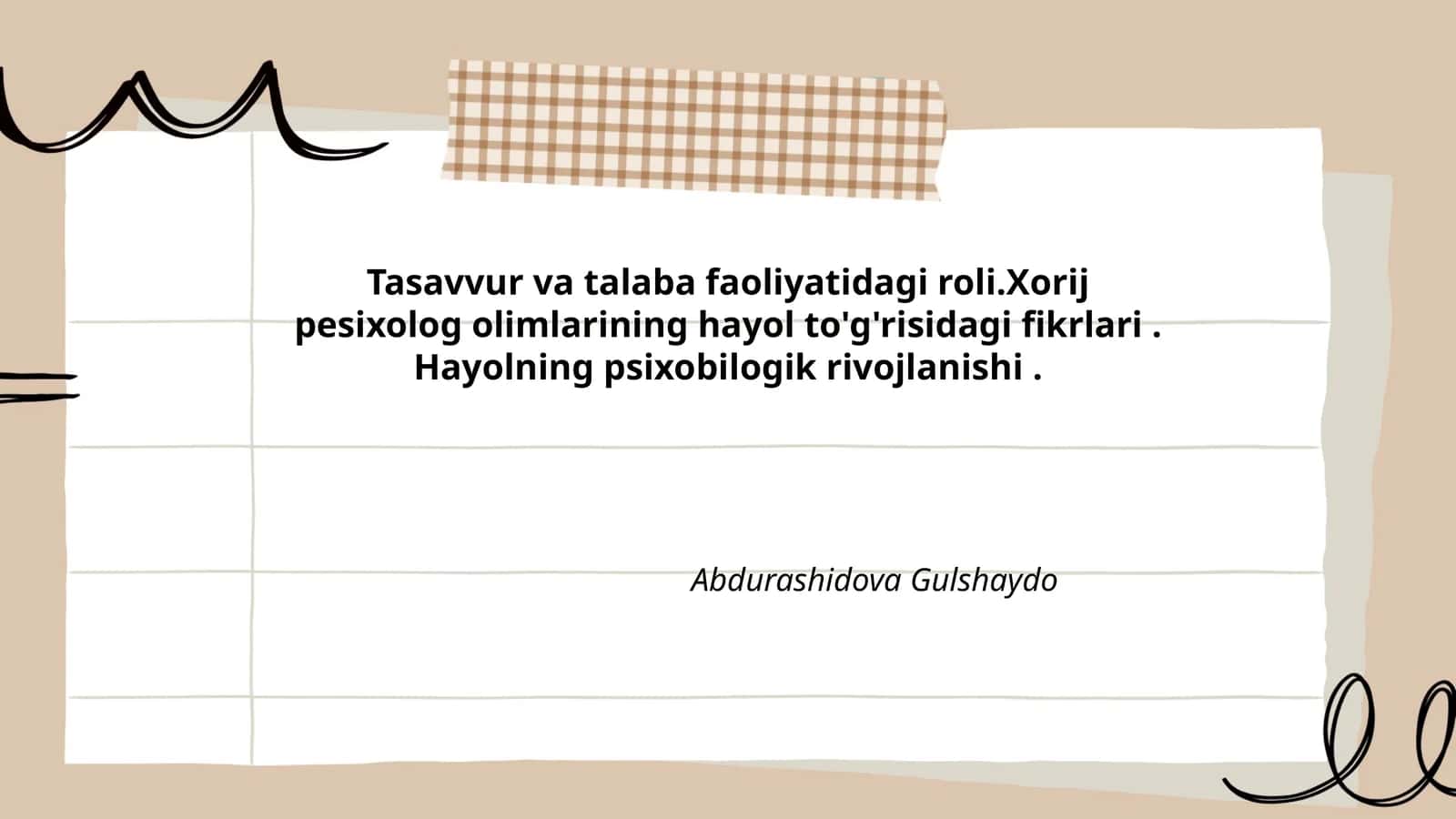Tasavvur va talaba faoliyatidagi roli