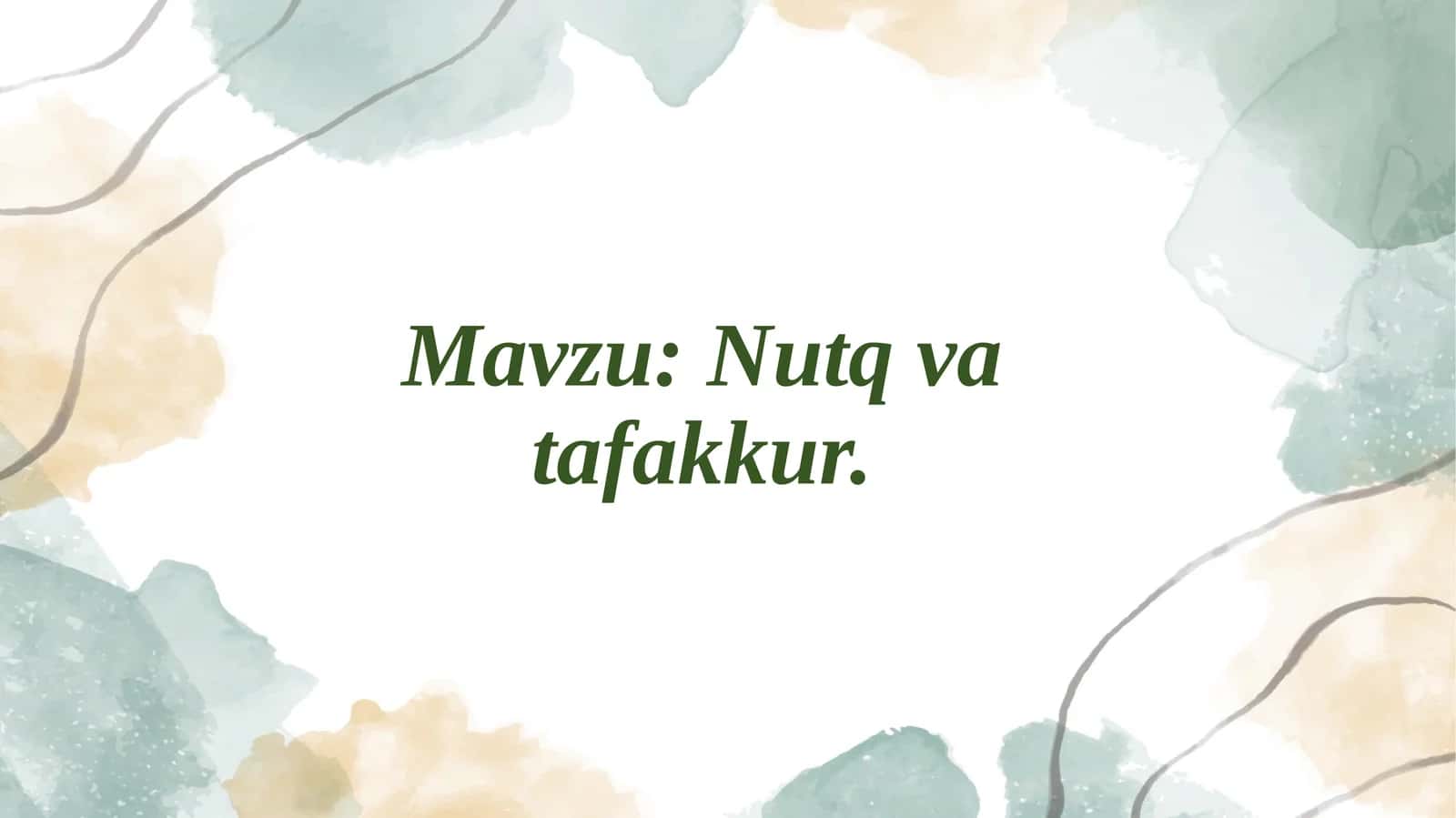 Nutq va tafakkur