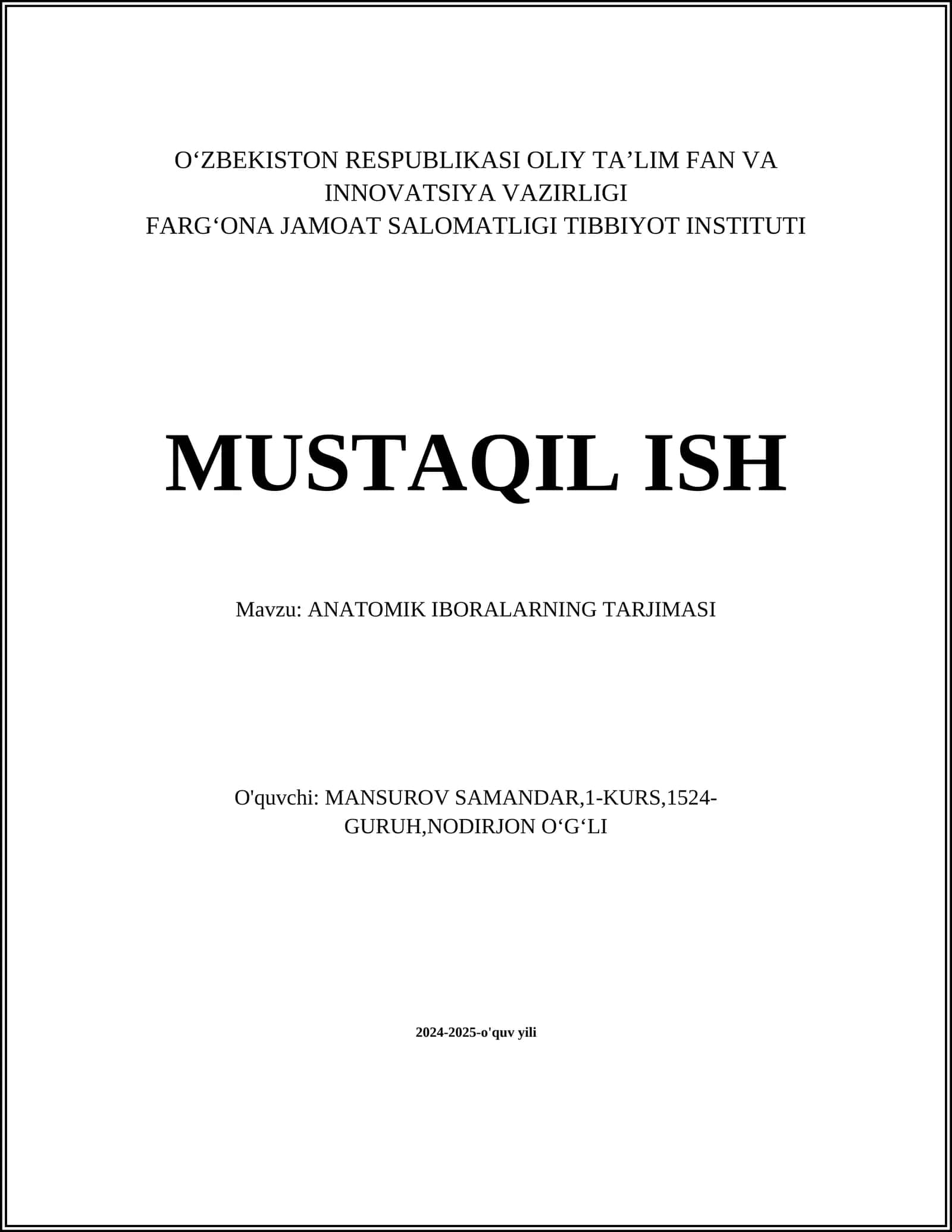 ANATOMIK IBORALARNING TARJIMASI