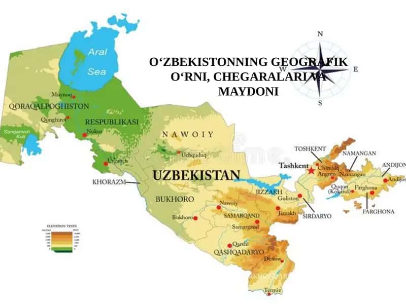 O‘ZBEKISTONNING GEOGRAFIKO‘RNI, CHEGARALARI VAMAYDONI