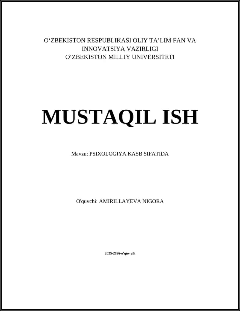 Psixologiya kasbi tarixi va rivojlanishi