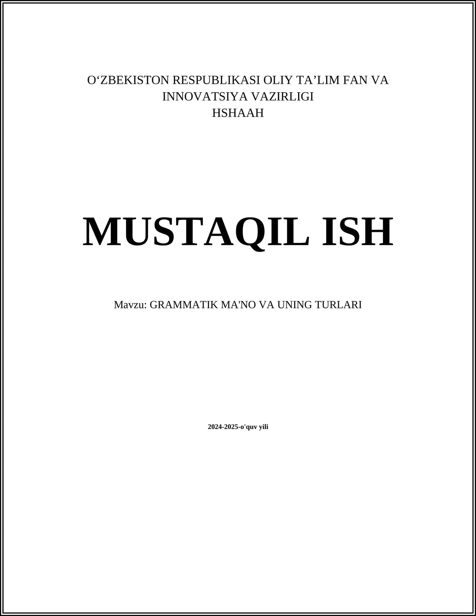 GRAMMATIK MA'NO VA UNING TURLARI