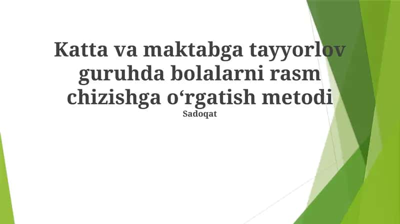 Bolalarni Rasm Chizishga Oʻrgatish Metodi