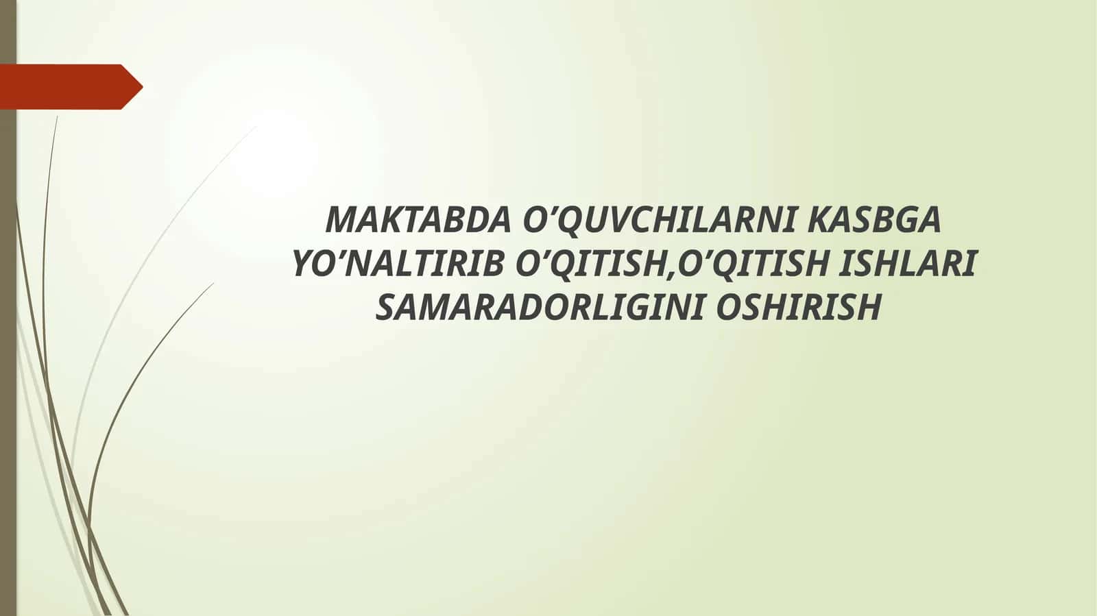 O'quvchilarni kasbga yo'naltirib o'qitish,o'qitish ishlari samaradorligini oshirish