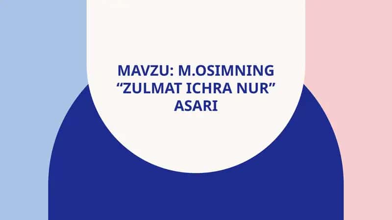 M.Osimning“zulmat ichra nur”asari