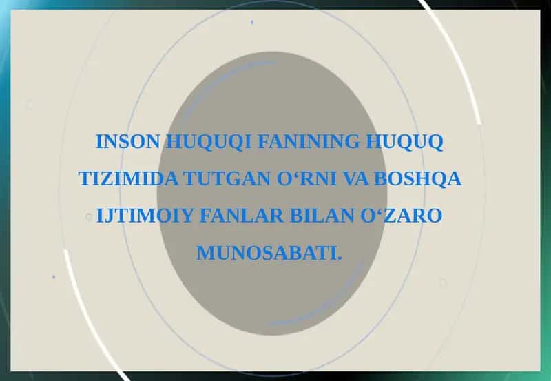 Inson Huquqlari Fanining Huquq Tizimida Tutgan O‘rni va Boshqa Ijtimoiy Fanlar bilan O‘zaro Munosabati