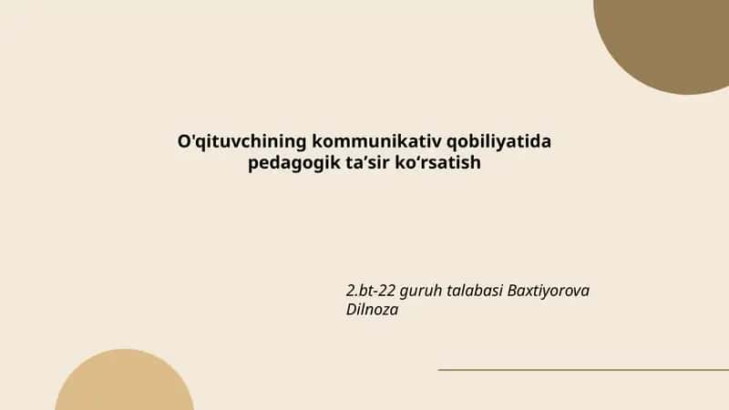 O'qituvchining kommunikativ qobiliyatida pedagogik taʼsir koʻrsatish