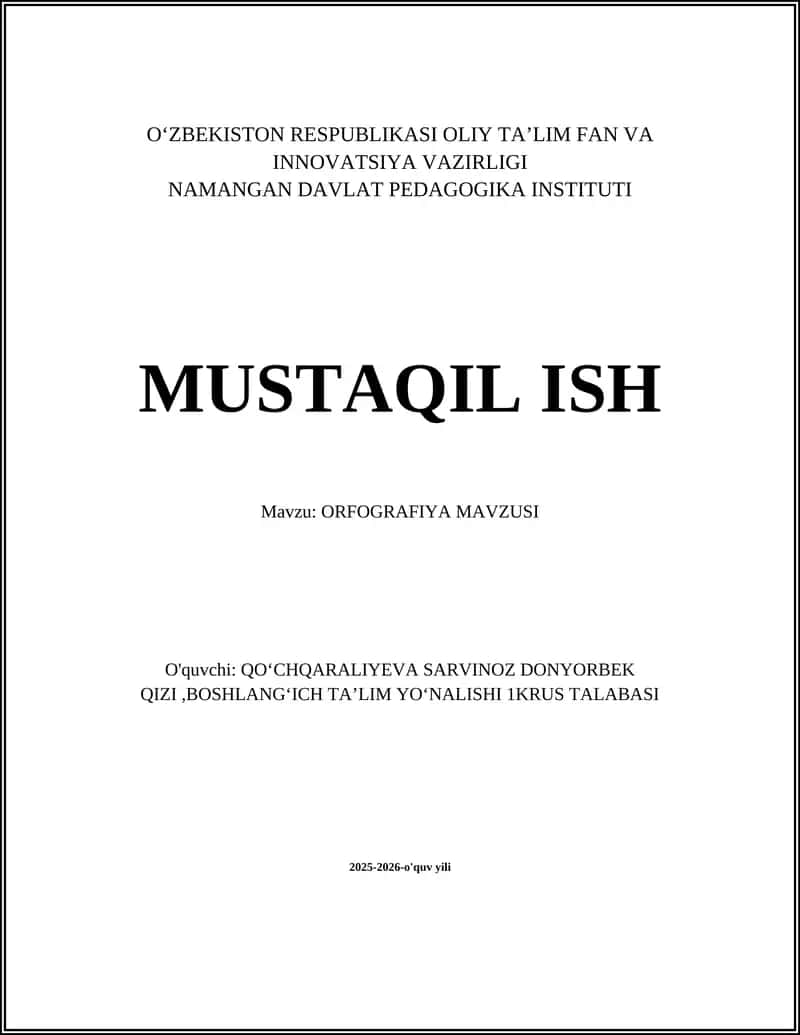 ORFOGRAFIYA MAVZUSI