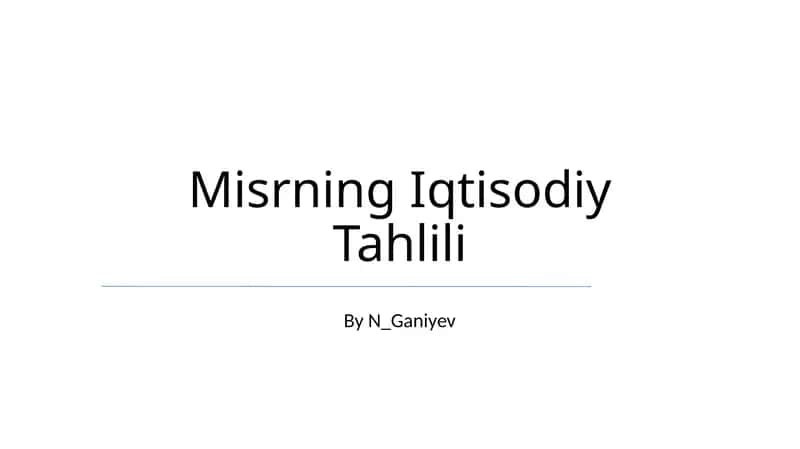 Misrning Iqtisodiy Tahlili