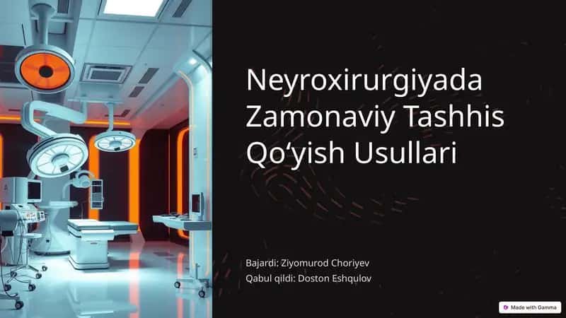 Neyroxirurgiyada Zamonaviy Tashhis Qoʻyish Usullari