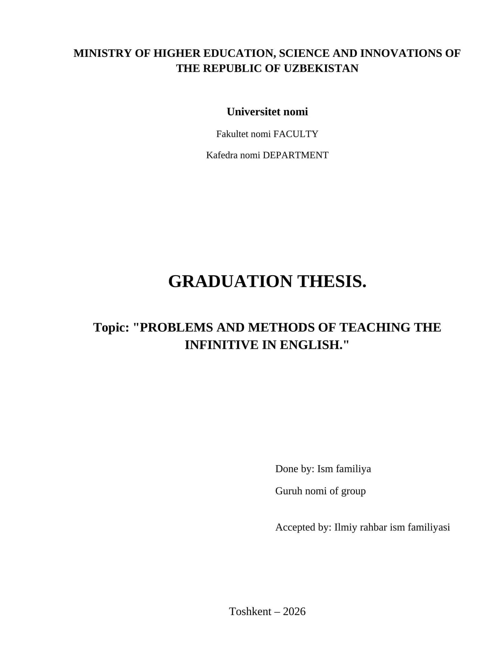 Problems and methods of teaching the Infinitive in English.