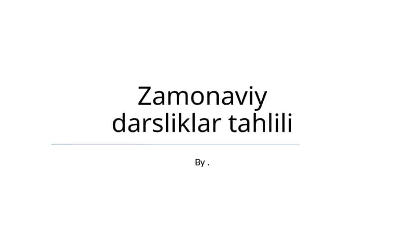 Zamonaviy darsliklar tahlili