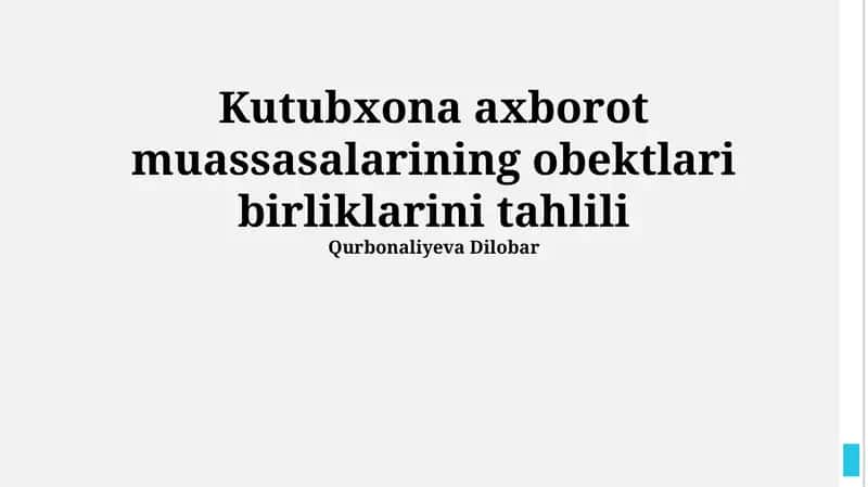 Ma'lumotlarning kirish imkoniyatini ta'minlash