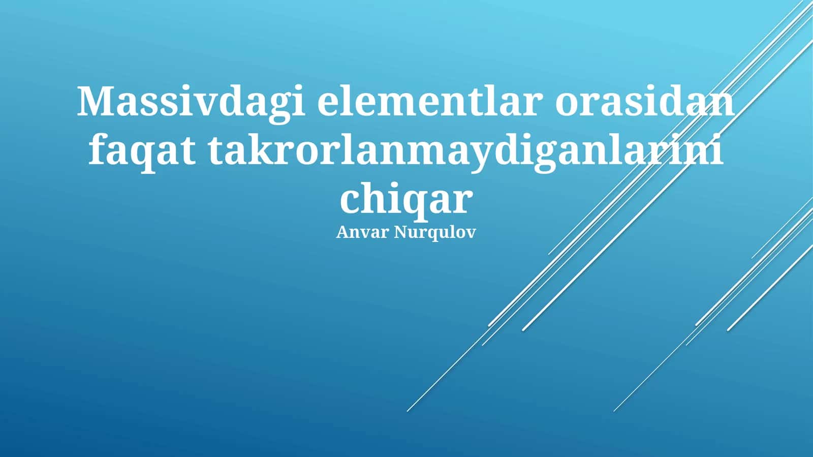 Yagona Elementlarni Ajratib Olish