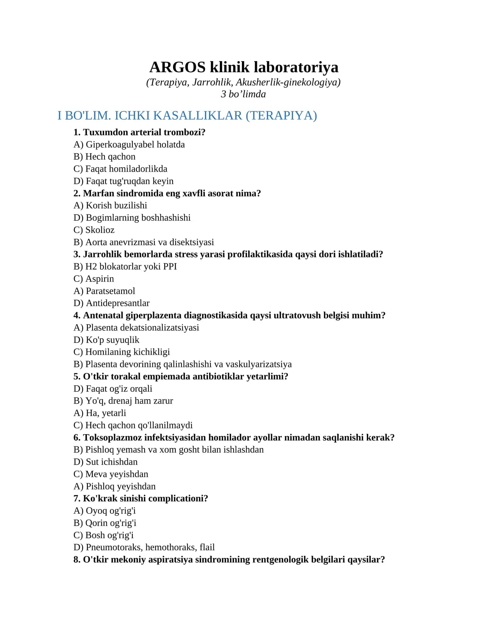 ARGOS klinik laboratoriya