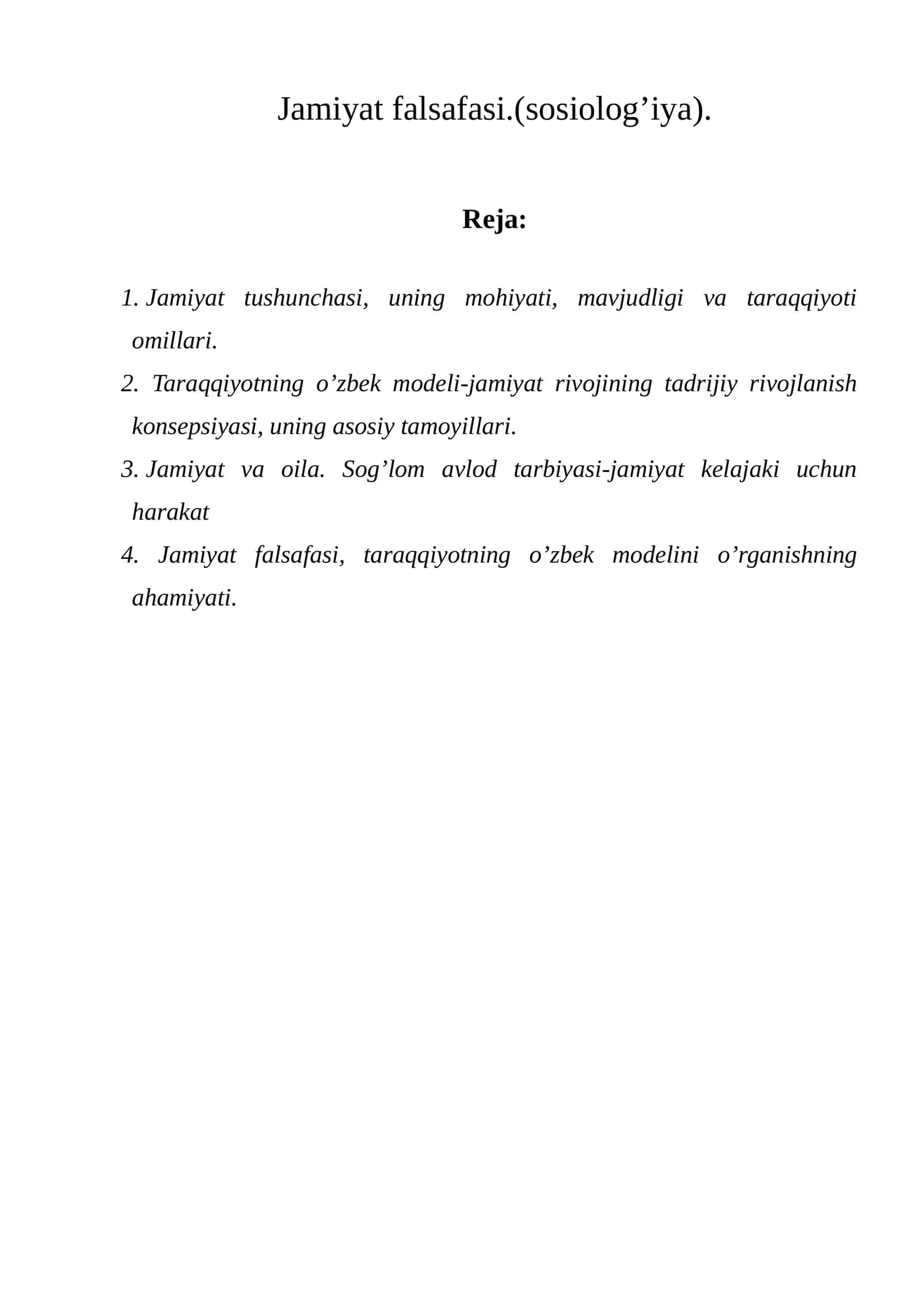 Jamiyat falsafasi.(sosiolog’iya)