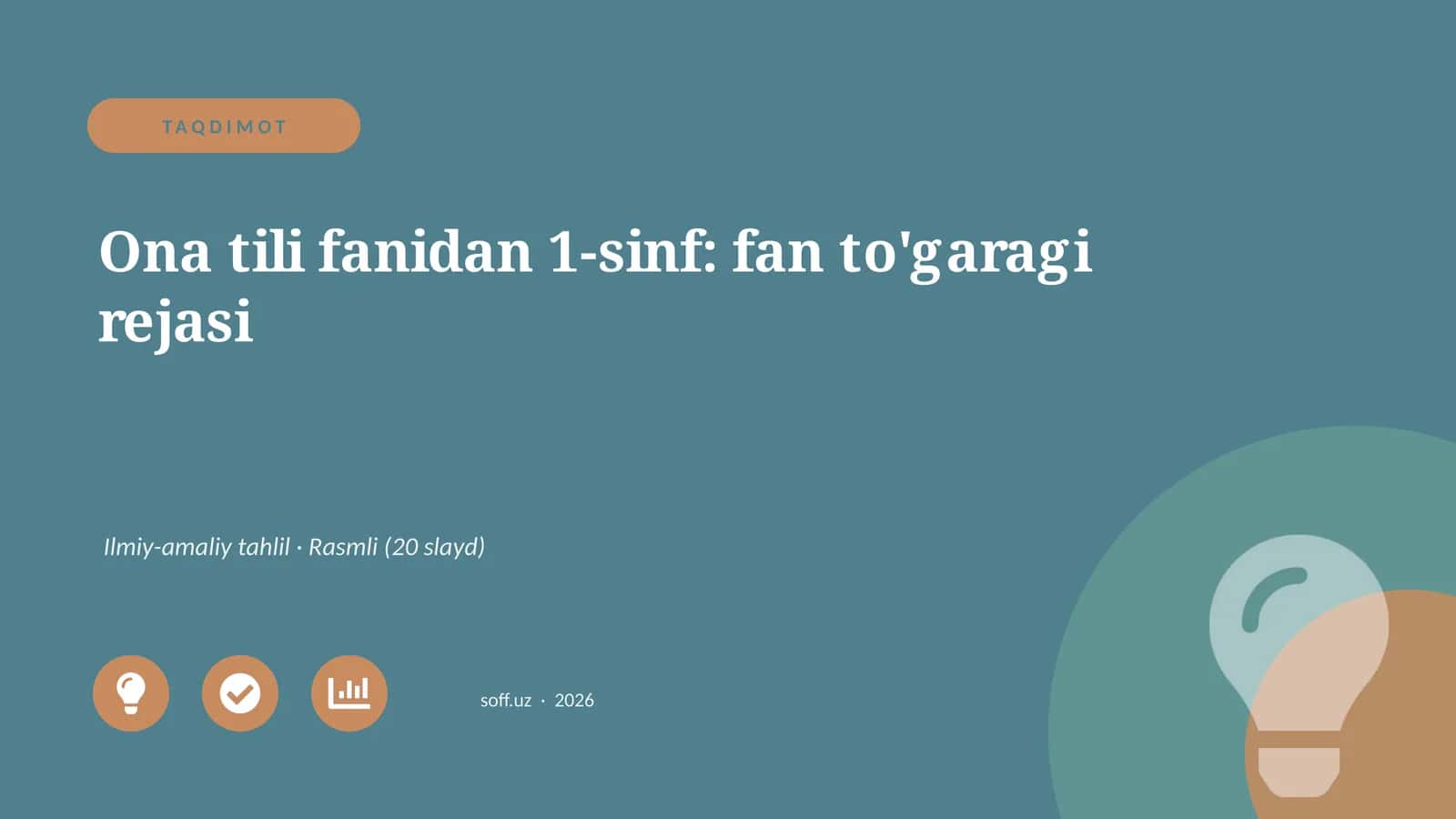Ona tili fanidan 1-sinf: fan to'garagi rejasi