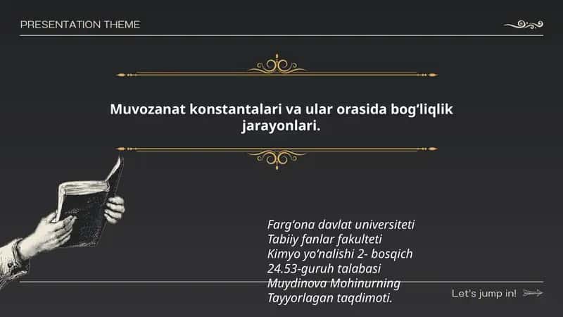 Muvozanat konstantalari va ular orasida bogʻliqlik jarayonlari