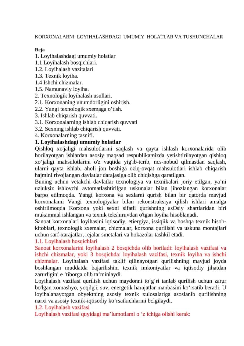 Qishloq xo'jaligi mahsulotlarini saqlash va qayta ishlash korxonalarida