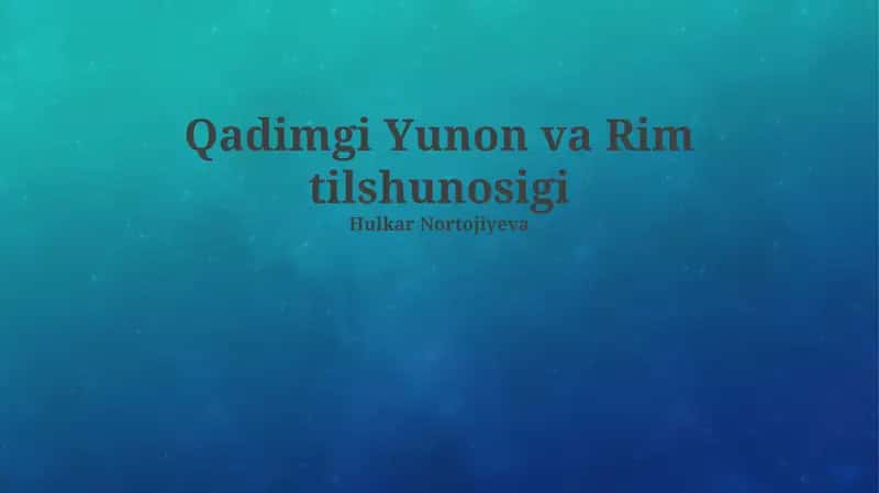 Qadimgi Yunon va Rim tilshunosigi
