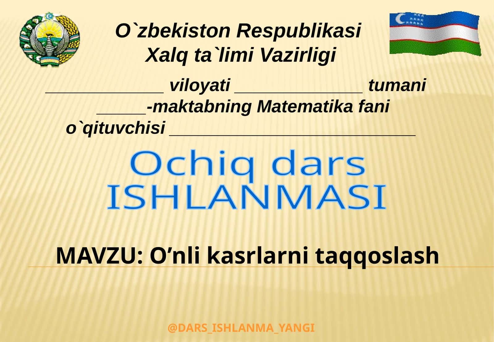 O’nli kasrlarni taqqoslash