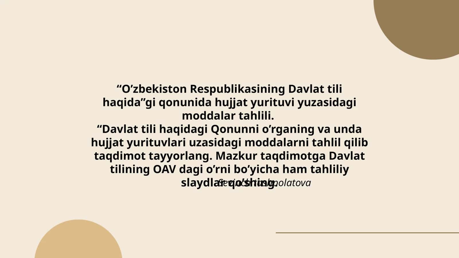 O’zbekiston Respublikasining Davlat tili haqida Qonun