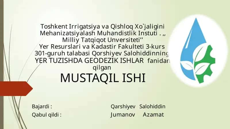 Xo’jalik yer yuzasini oddiy geometrik shakllar bo’yicha aniqlash
