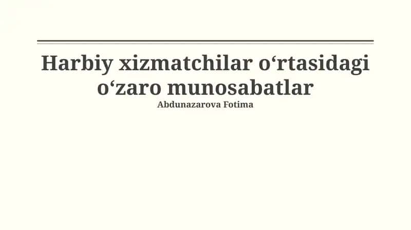 Harbiy xizmatchilar munosabatlari
