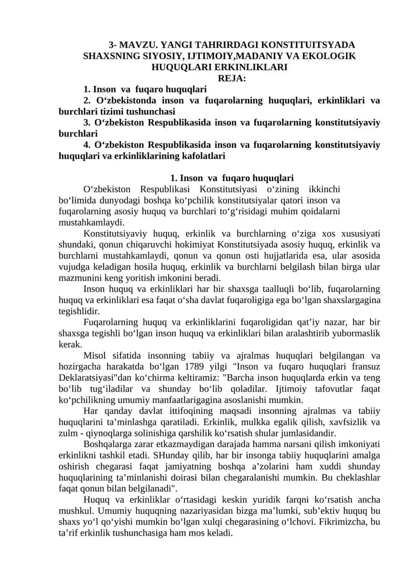 O‘zbekiston Respublikasi Konstitutsiyasi