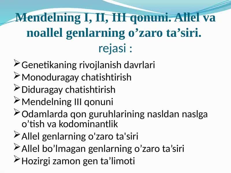 Mendelning I, II, III Qonuni