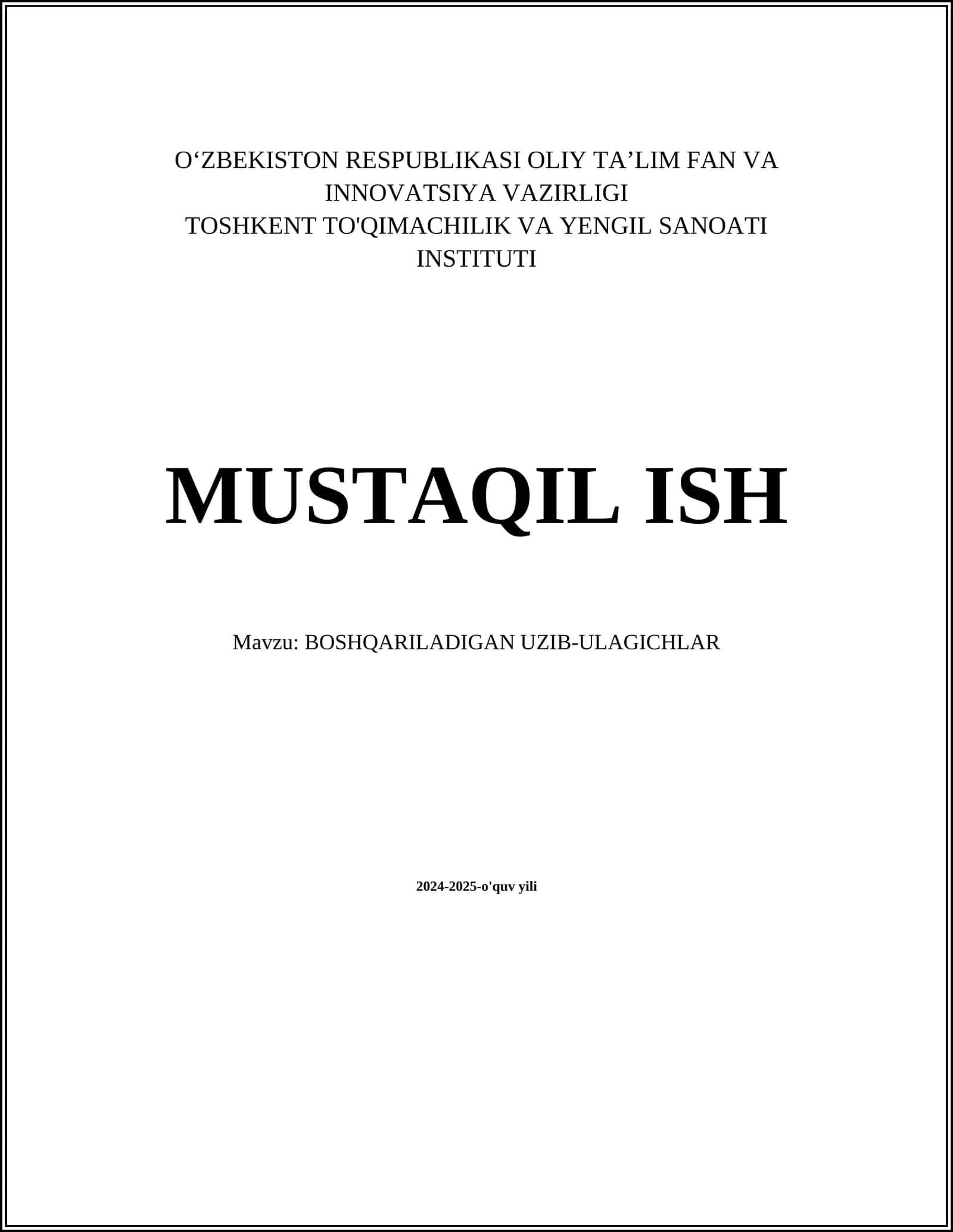 BOSHQARILADIGAN UZIB-ULAGICHLAR