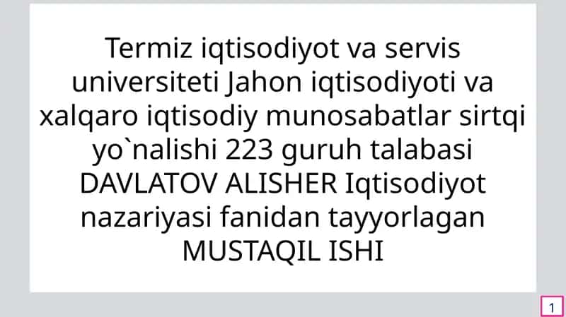 Xususiy mulkchilik tarmog’ini kengaytirish